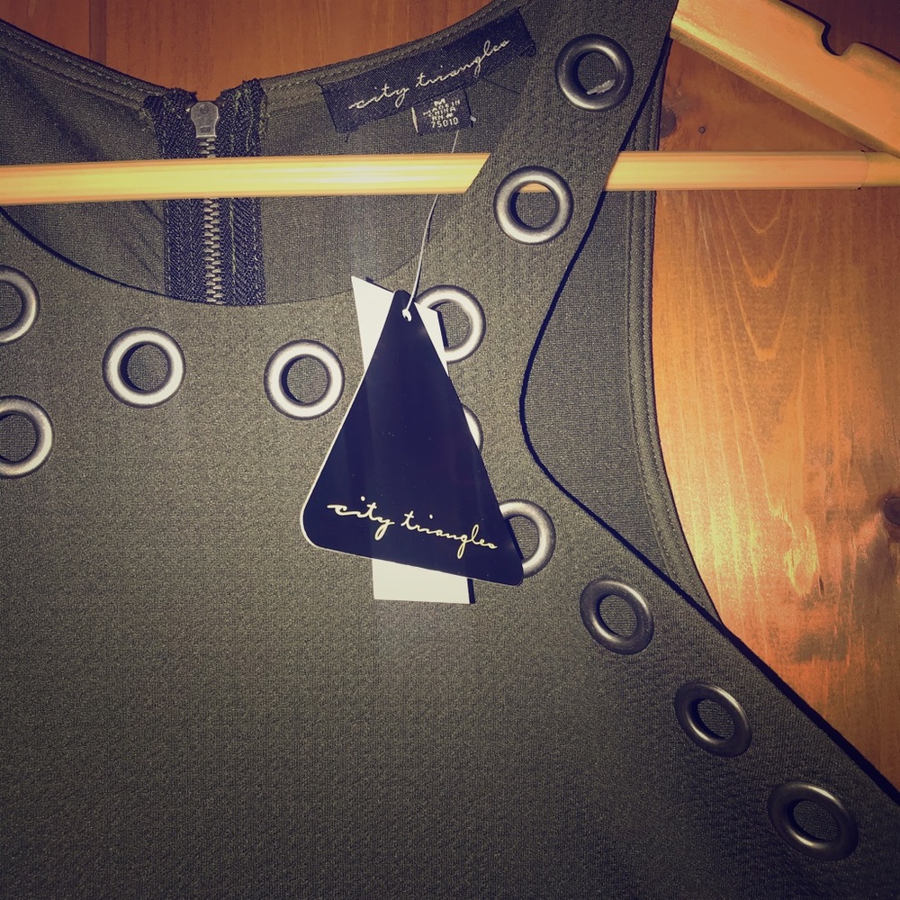Olive Green Skater style dress with grommets